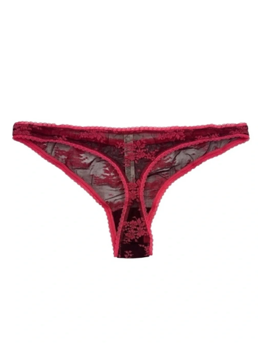 NWOT IFREE PEOPLE Intimately Sexy Sheer Black Hot Pink Thong Medium